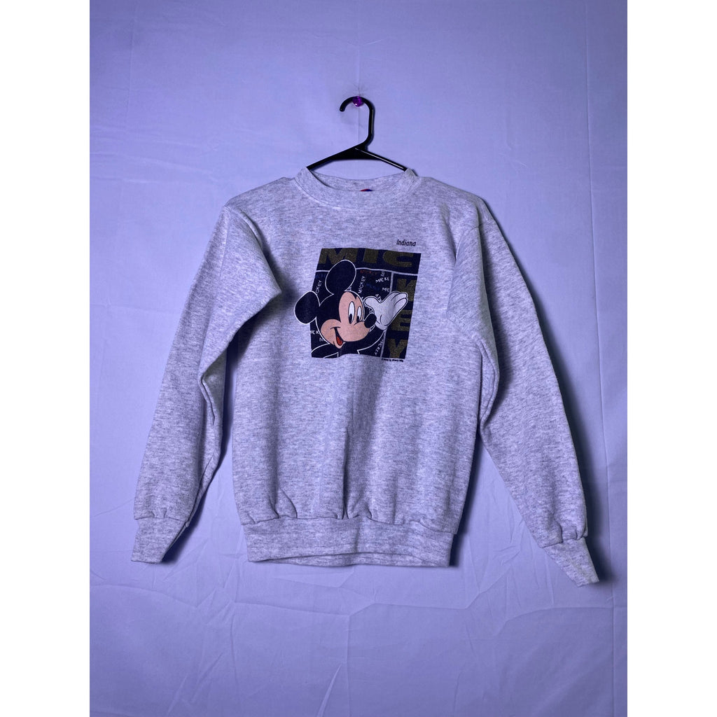 Tultex INDIANA Mickey Mouse Gray Crewneck Pullover Sweatshirt Youth Size Large