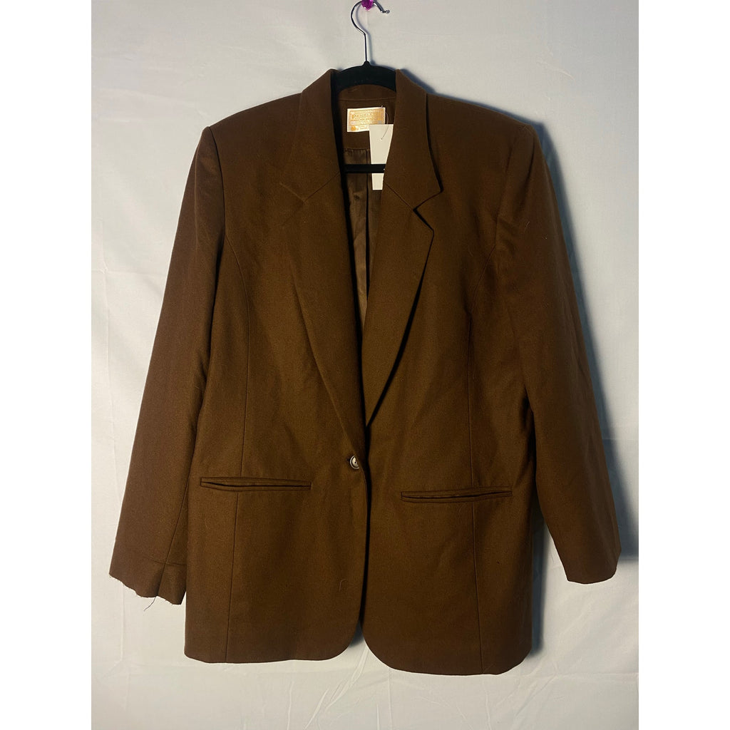 80s Vintage Pendleton Brown Wool Blazer Jacket Women's Large Career Business