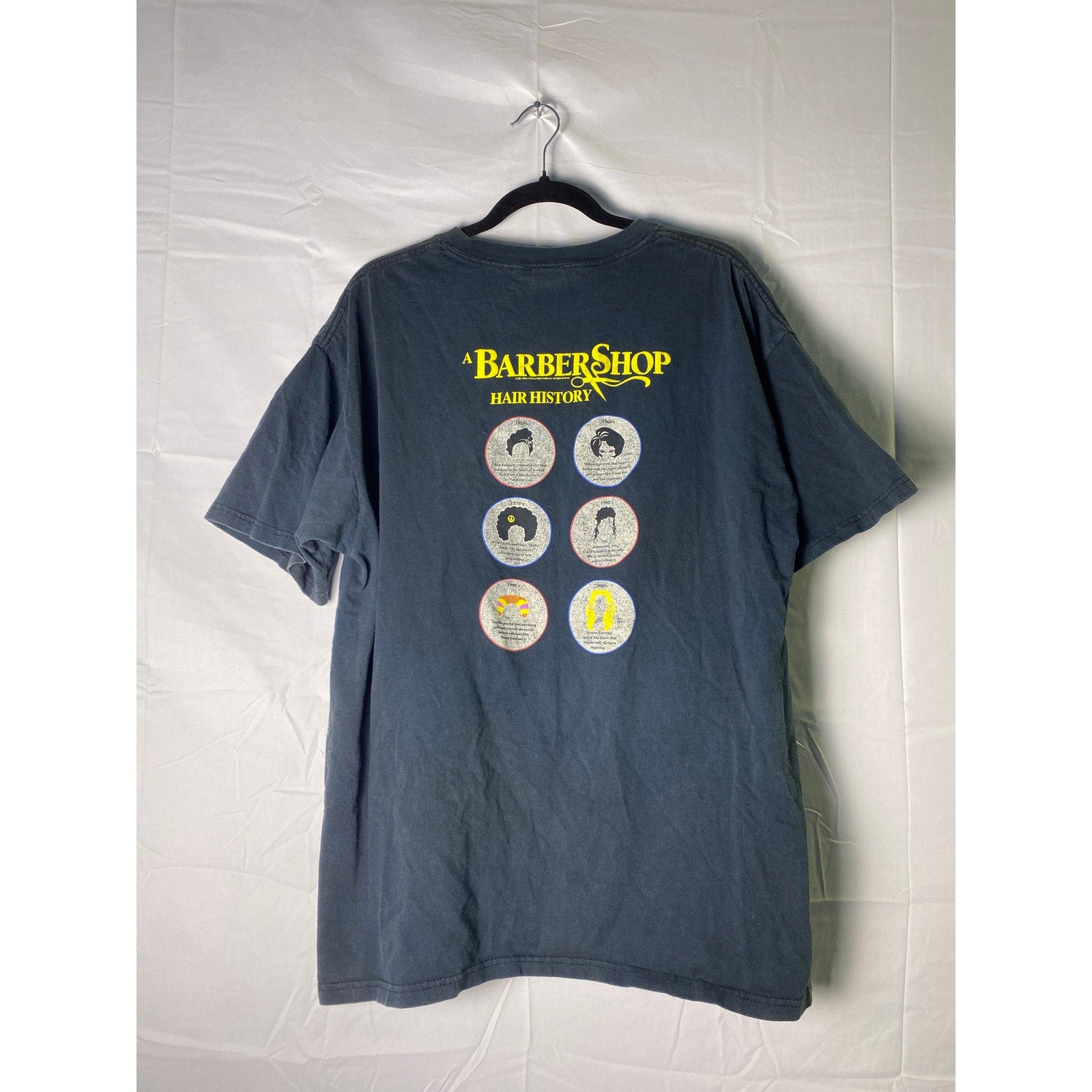 Anvil A Barber Shop Hair History Print Black T-shirt Men's Size XL