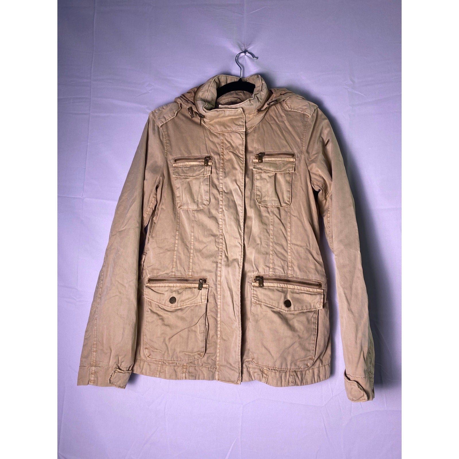 Esprit Khaki Cargo Full Zip Jacket w/ Zip Pockets Women's Size XS/S