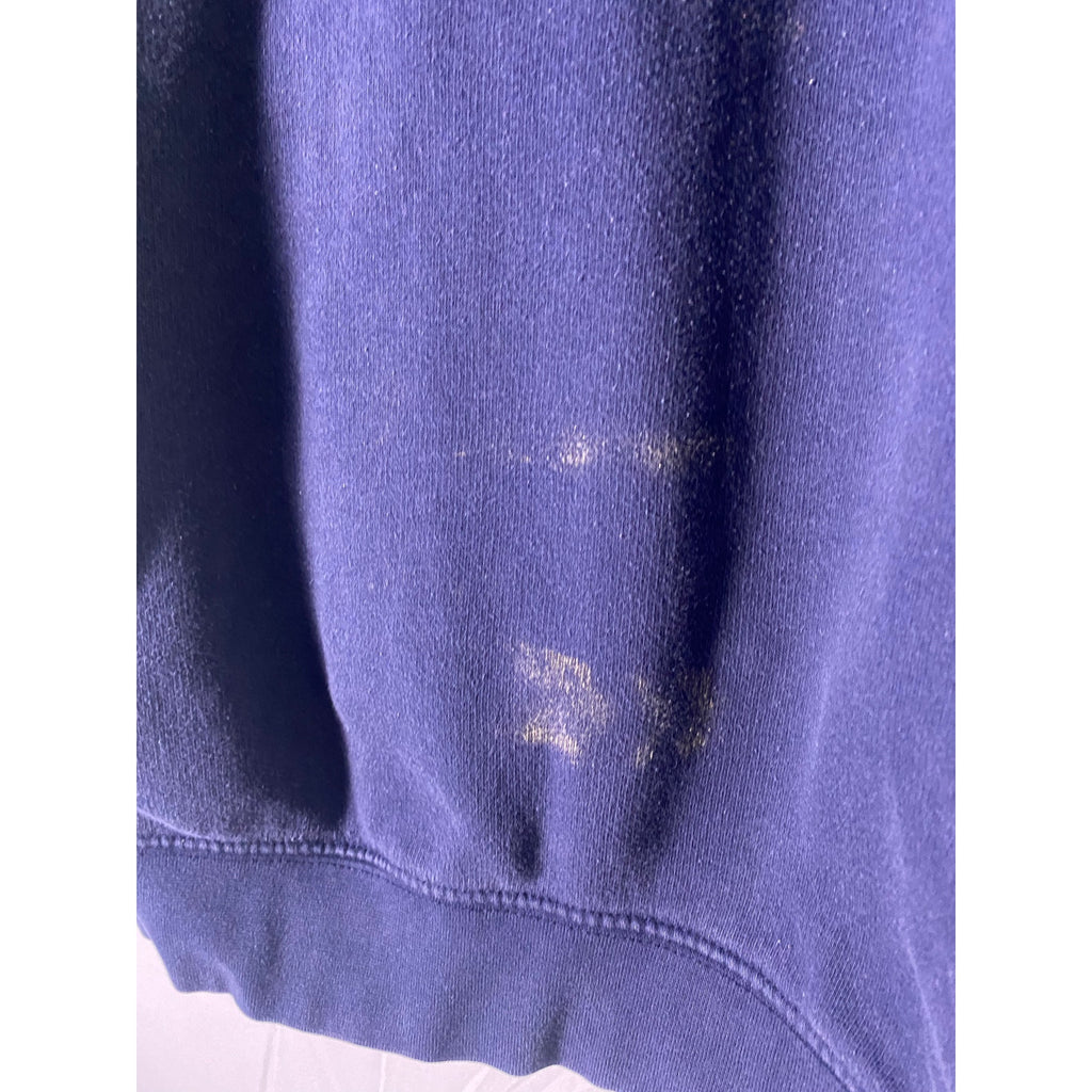 Y2K Nike Swoosh Logo Graphic Print Pullover Hoodie Navy Blue Men's Size Large Faded Paint Grunge