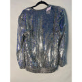 Vintage 80s Caron Components Silver Sequin Pullover Long Sleeve Top Women Medium