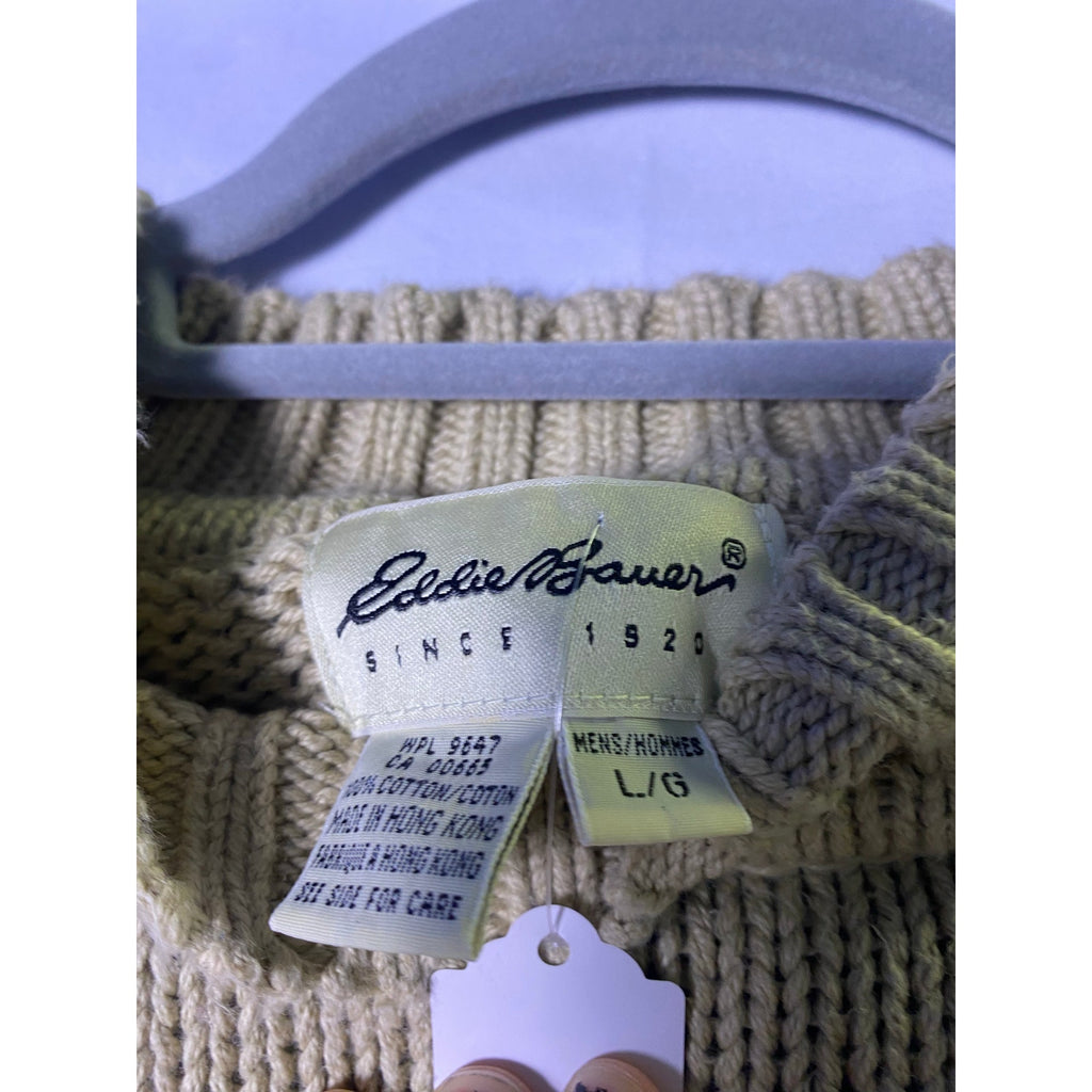 Vintage 90s Eddie Bauer Nordic Knit Chunky Cotton Baggy Sweater Men's Large