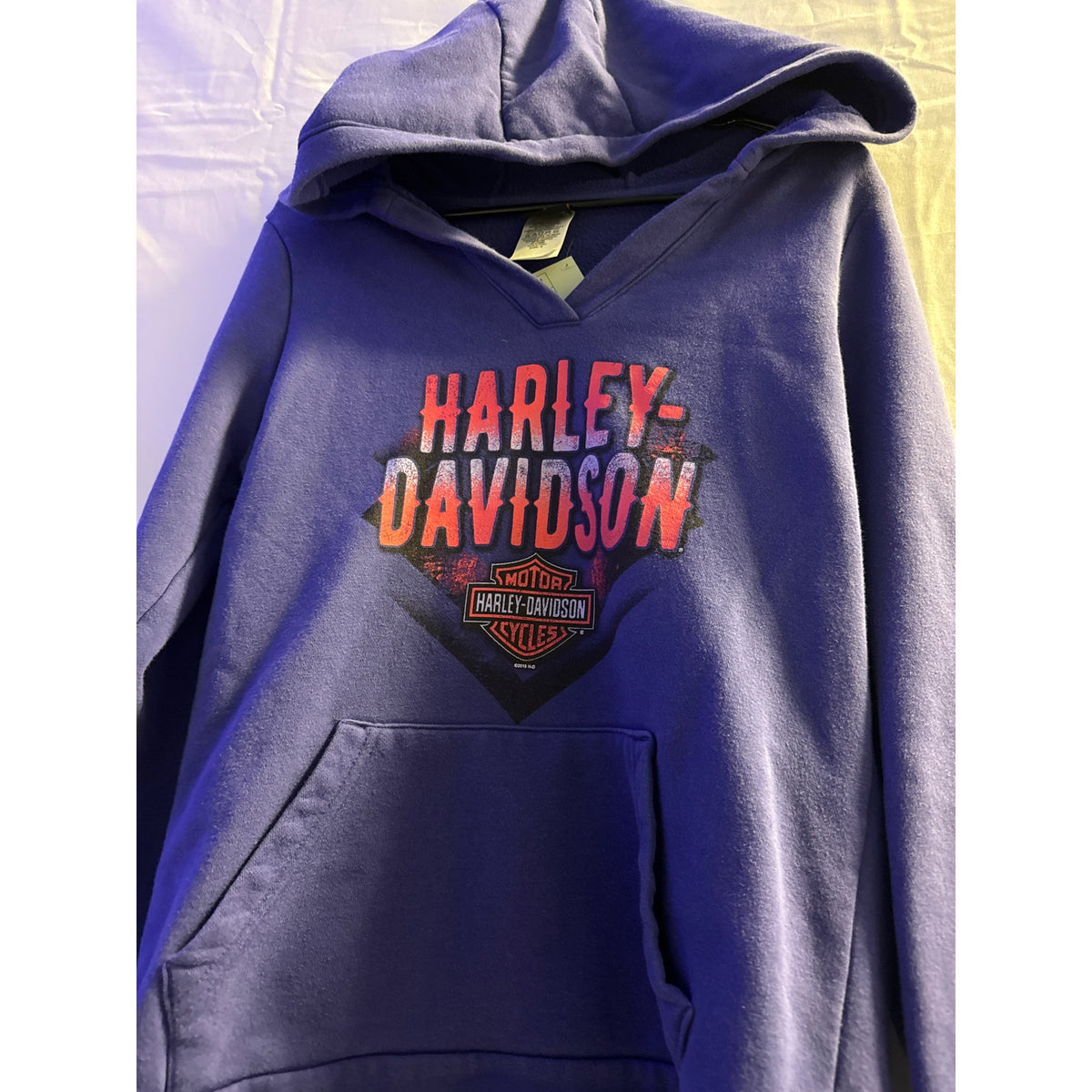 Harley Davidson Motorcycles Bald Eagle Munising, Michigan Purple Hoodie Retro Women's Medium