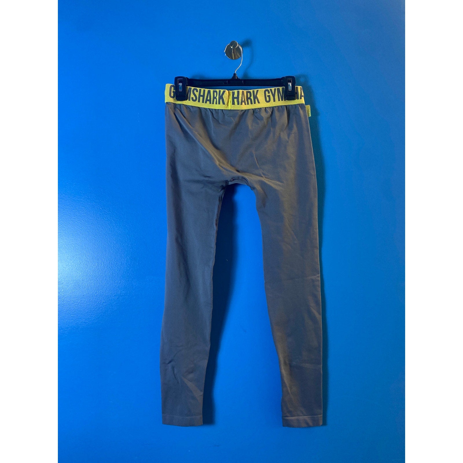 SMC Gymshark Logo Gray Yellow Leggings Pull On Pants Men's Size Large