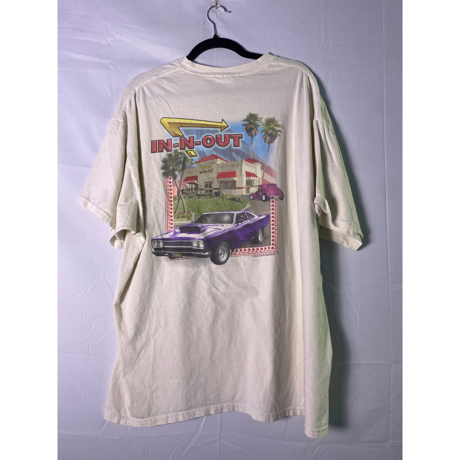 Hanes In-N-Out Burger Mustang Palm Tree California White Shirt Adult Size 2XL