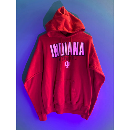 Y2K Hanes INDIANA Hoosiers Logo Print Red Pullover Hoodie Men's Size Medium