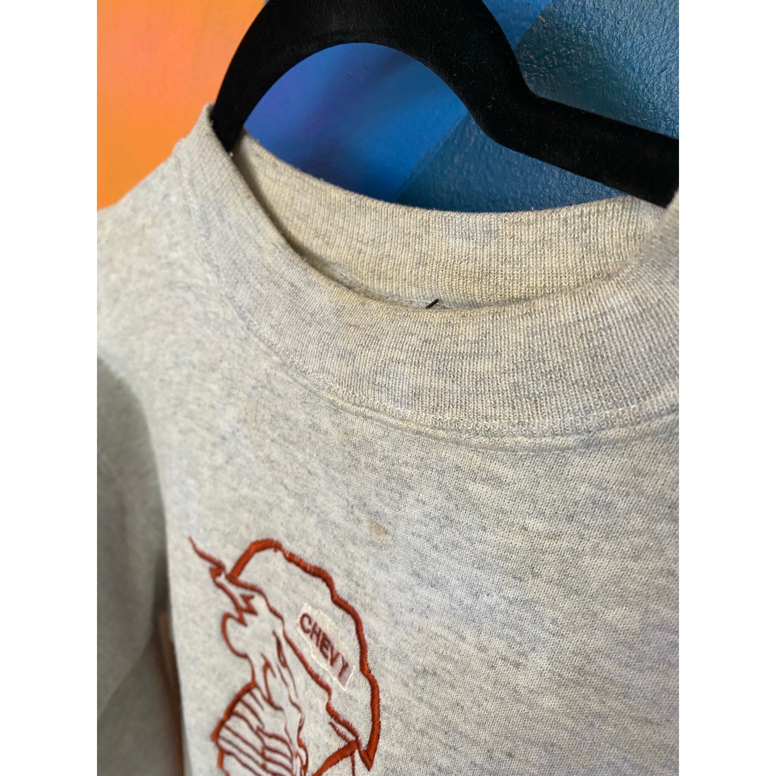 Funny Vintage Crew Neck Gray Heavyweight Chevy Sweatshirt Men's Size Medium