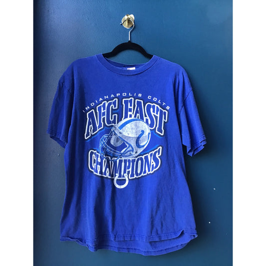 Vintage Logo Athletic Indianapolis Colts AFC EAST CHAMPIONS Blue Shirt Men Large