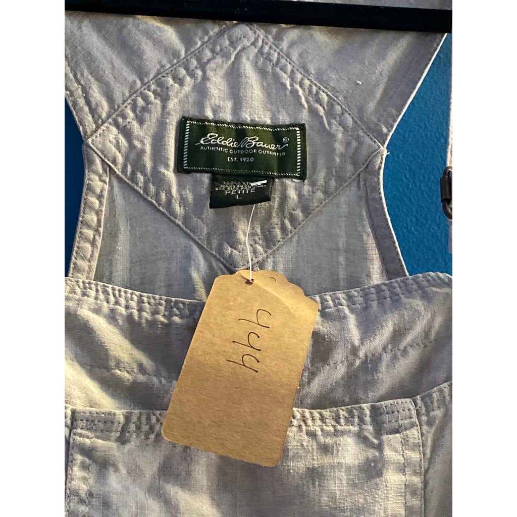 Vintage 90's Eddie Bauer Linen Overall Dress Womens Petite Large - AS IS