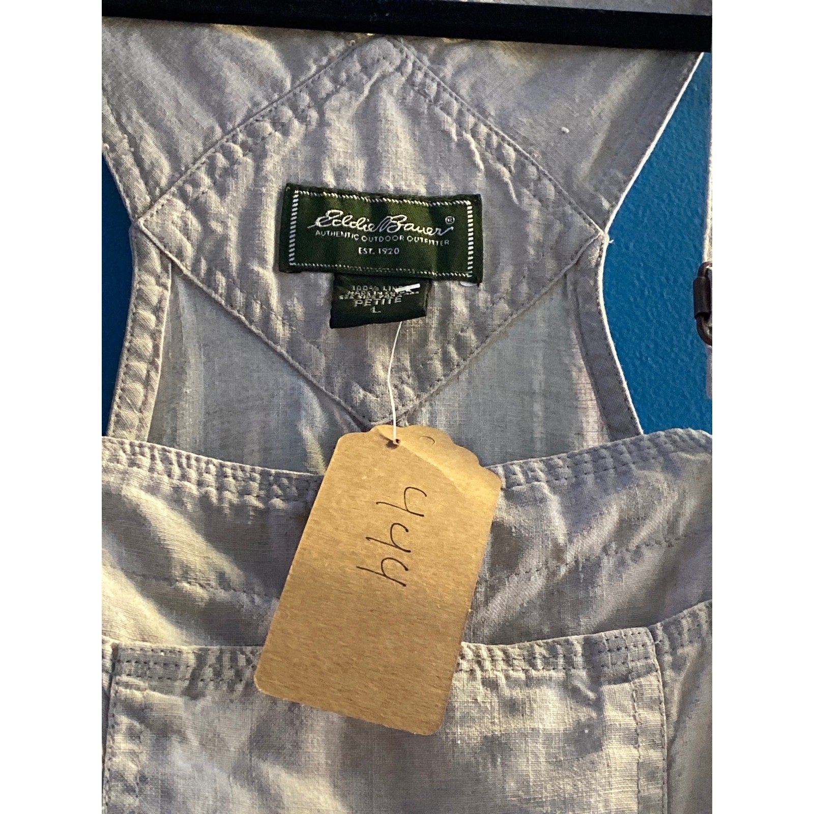 Vintage 90's Eddie Bauer Linen Overall Dress Womens Petite Large - AS IS