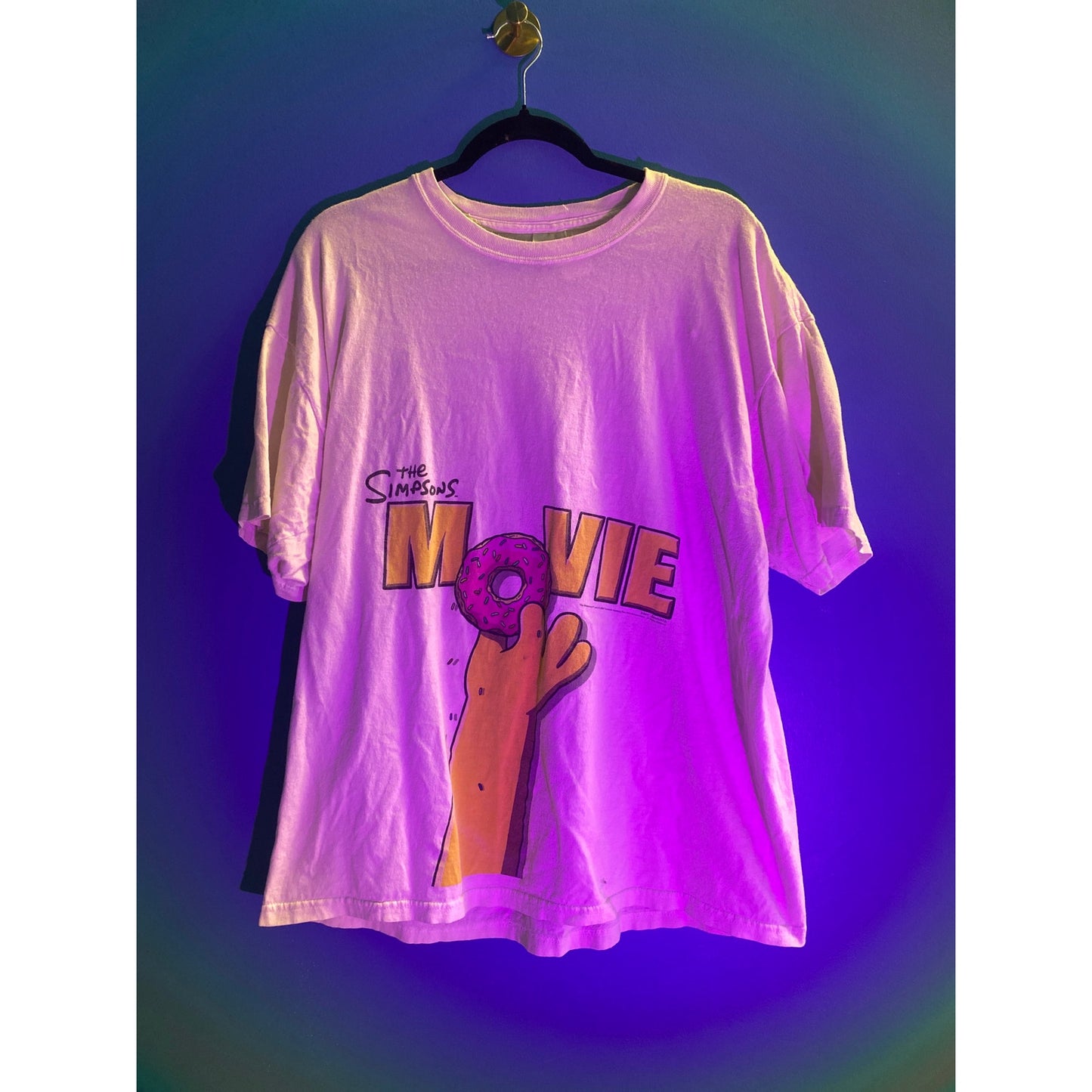 Vintage Y2K The Simpsons Movie Promo TV Cartoon T-Shirt Homer Donut Mens XL