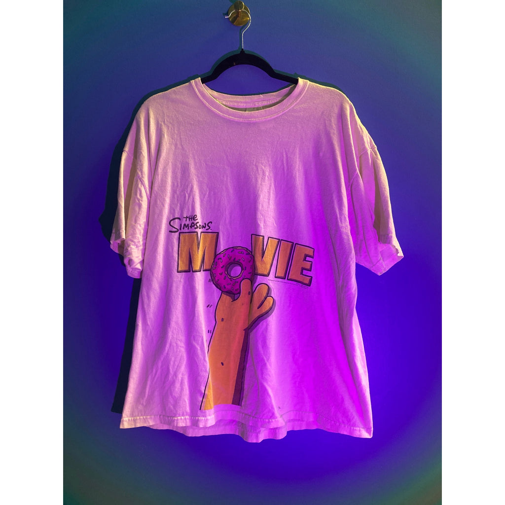 Vintage Y2K The Simpsons Movie Promo TV Cartoon T-Shirt Homer Donut Mens XL