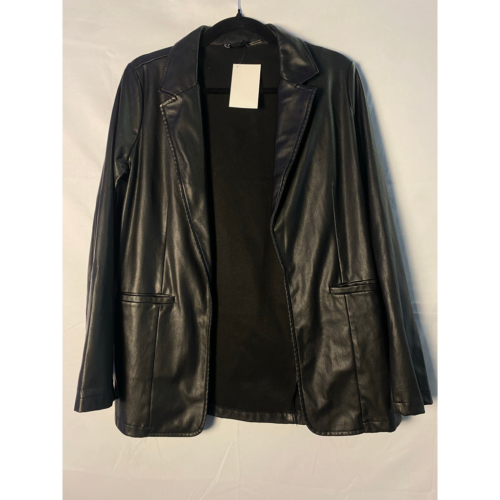 Black Have Leather Faux Open Jacket Front Pockets Men's Size Medium Motorcycle