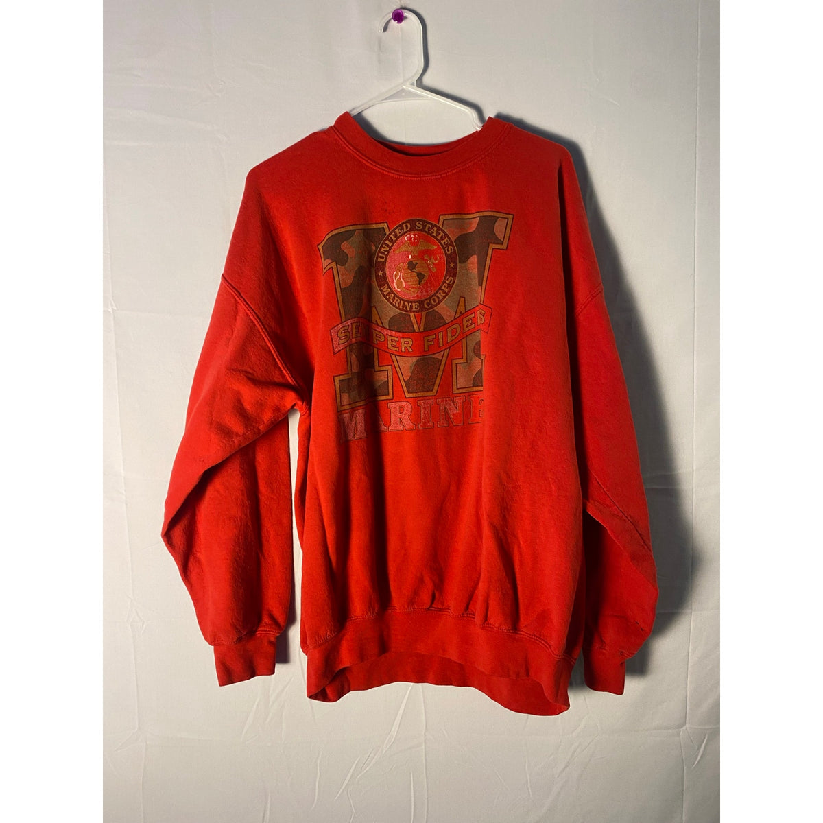 Gildan US Marines Corps Printed Red Crewneck Pullover Sweater Men's Size XL