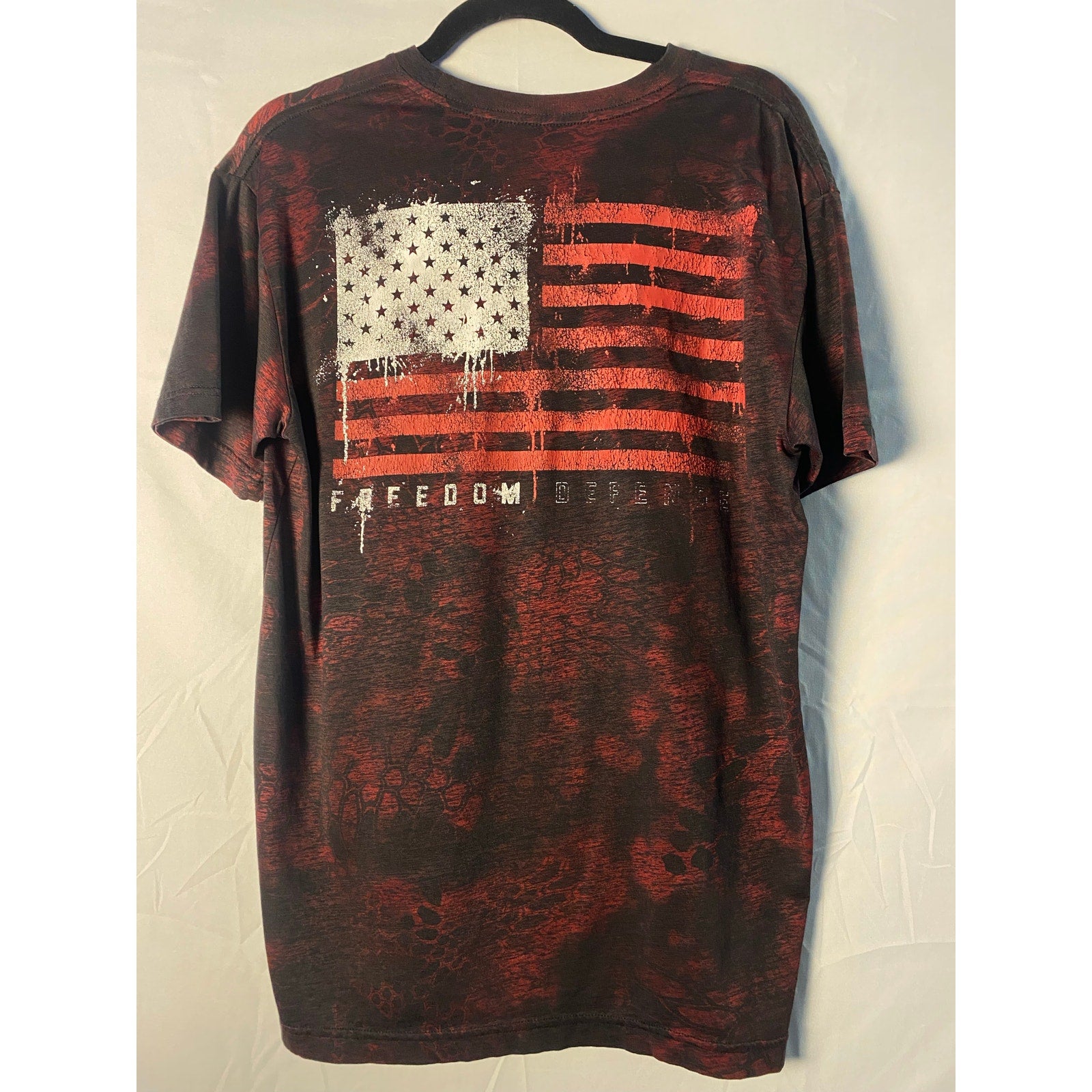 Affliction Freedom Defender T-Shirt Black Red Graphic Print Shirt Men's Large