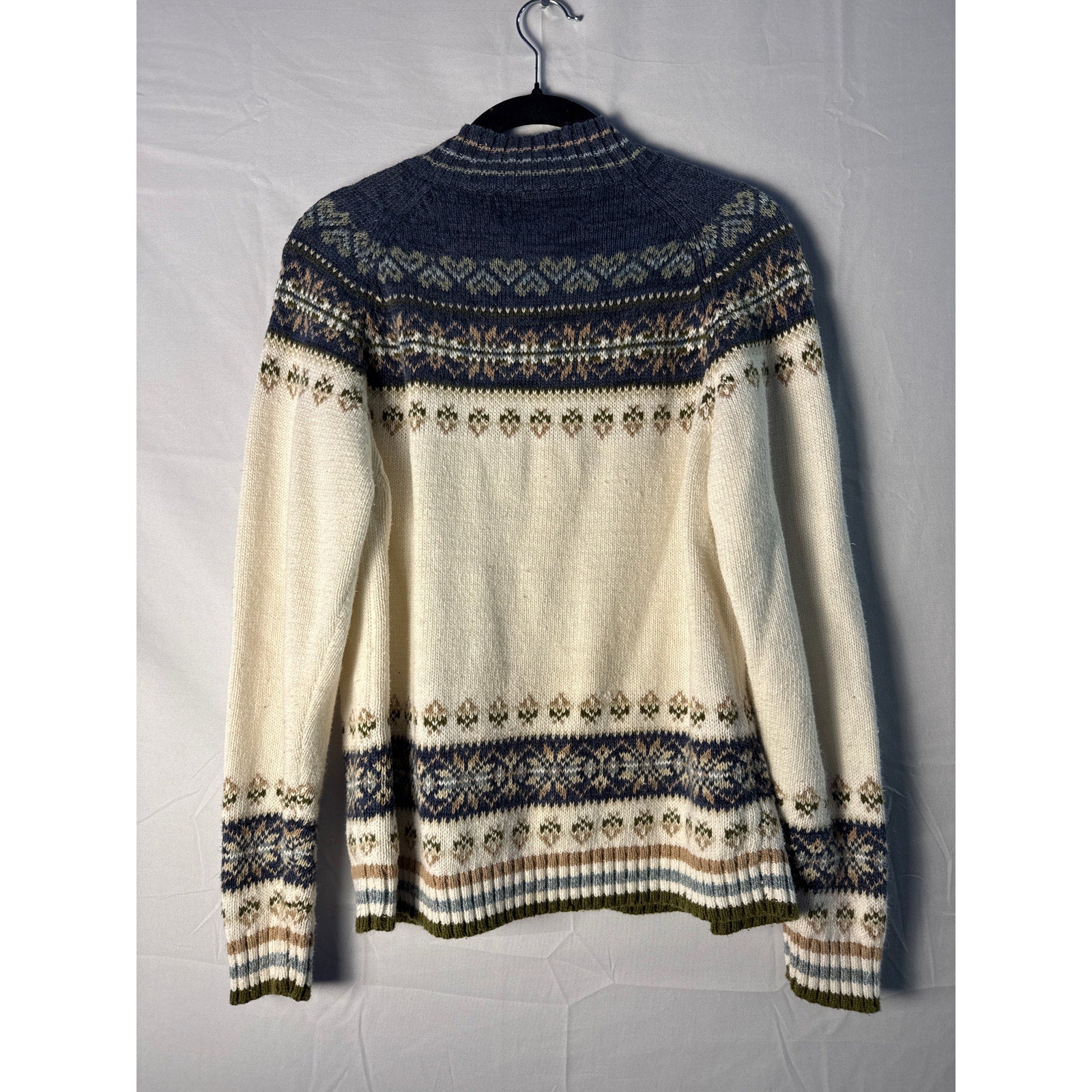 Vintage Tiara International Full Zip Cardigan Sweater Nordic Print Women's Small