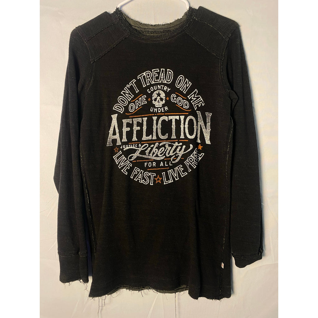Affliction LIVE FAST Skull Thermal Long Sleeve Reversible Shirt Men's Medium