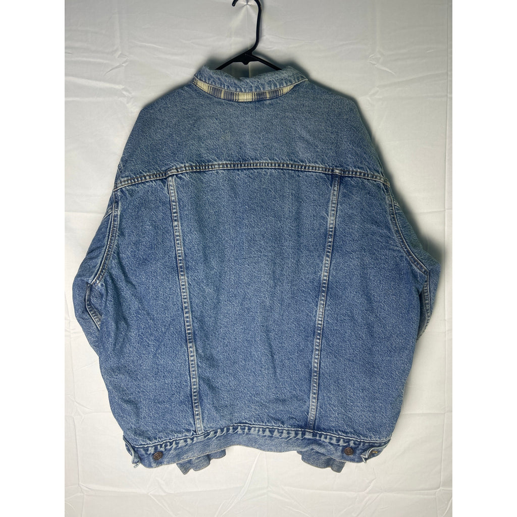 Levi's Lined Jacket Blue Denim Jeans Button Up Light Wash Men's Size Large