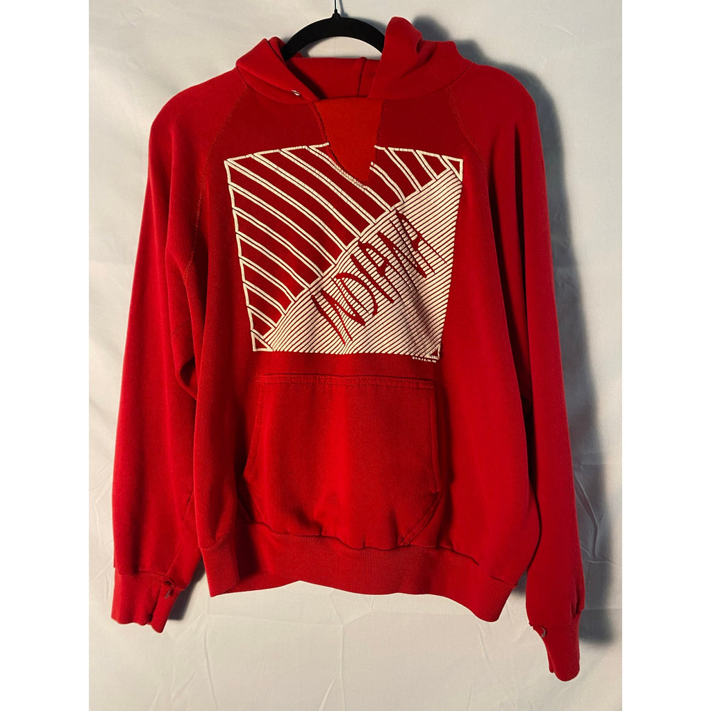 Vintage 80s IU Indiana Mended Red Hoodie w/o Drawstring
