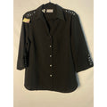 Vintage Kathy Che Blouse 3/4 Sleeve with Silver Eye Rivet Decorations Size Large