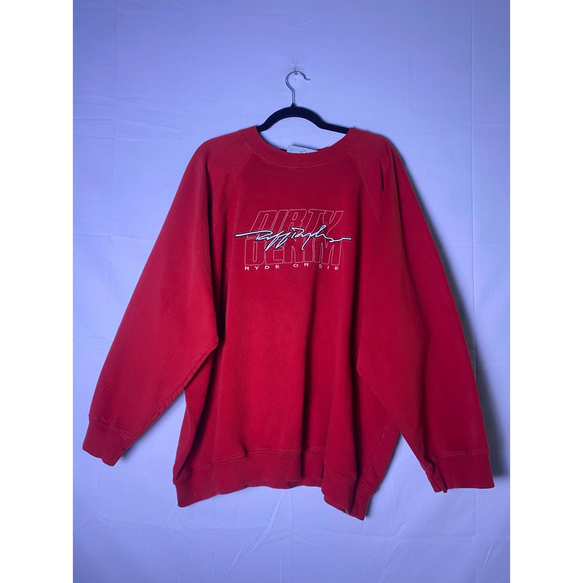 DMX Ruff Ryders Crewneck DIRTY DENIM Ryde or Die Red Sweatshirt Size 3XL