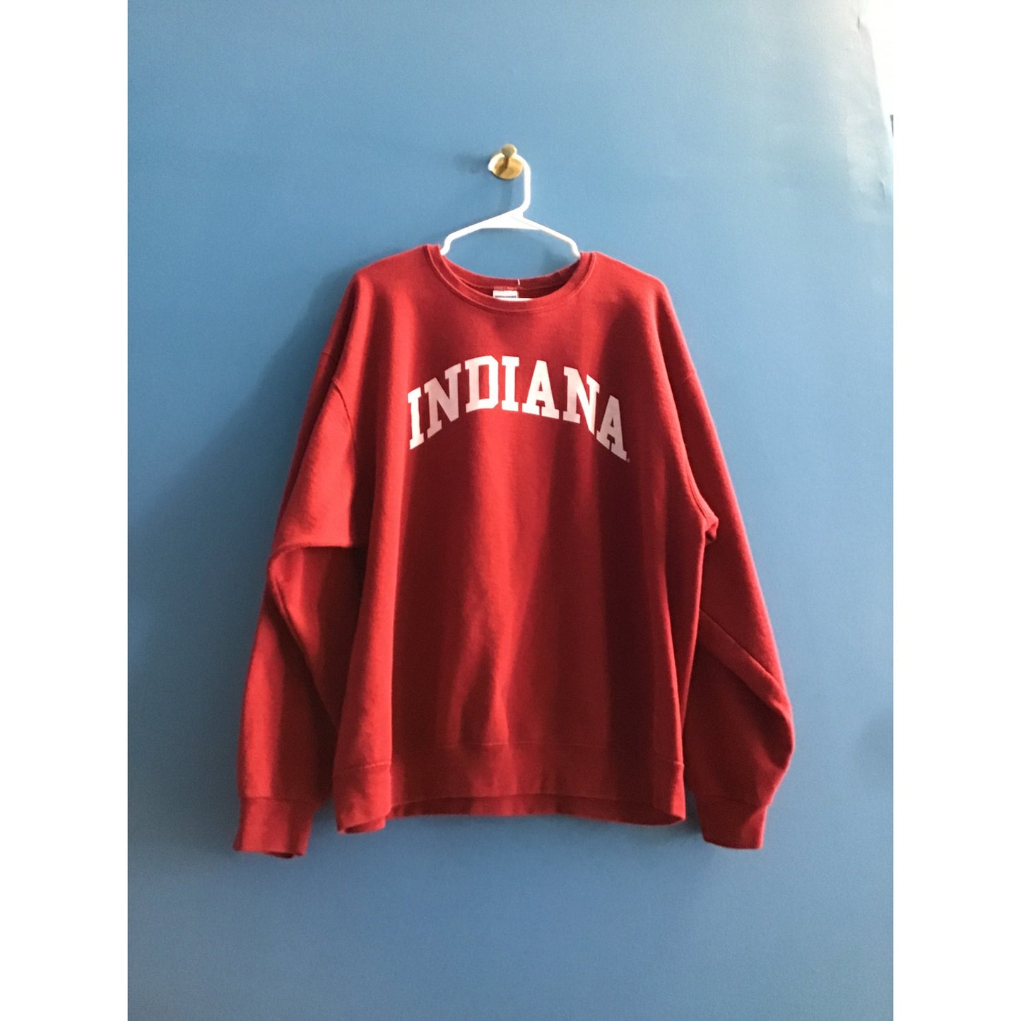 Y2K Jerzees INDIANA IU Print Crew Neck Red Pullover Sweatshirt Women's Size XL