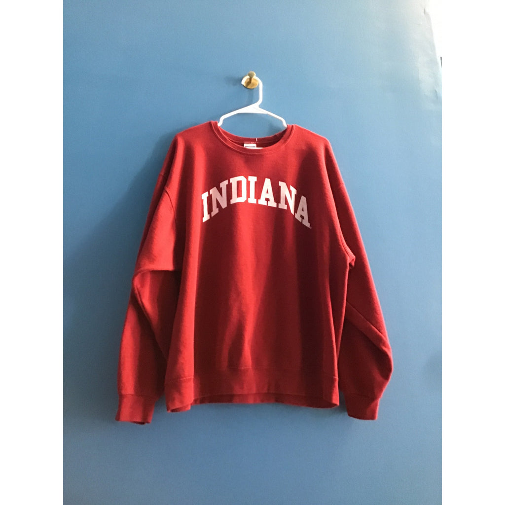 Y2K Jerzees INDIANA IU Print Crew Neck Red Pullover Sweatshirt Women's Size XL