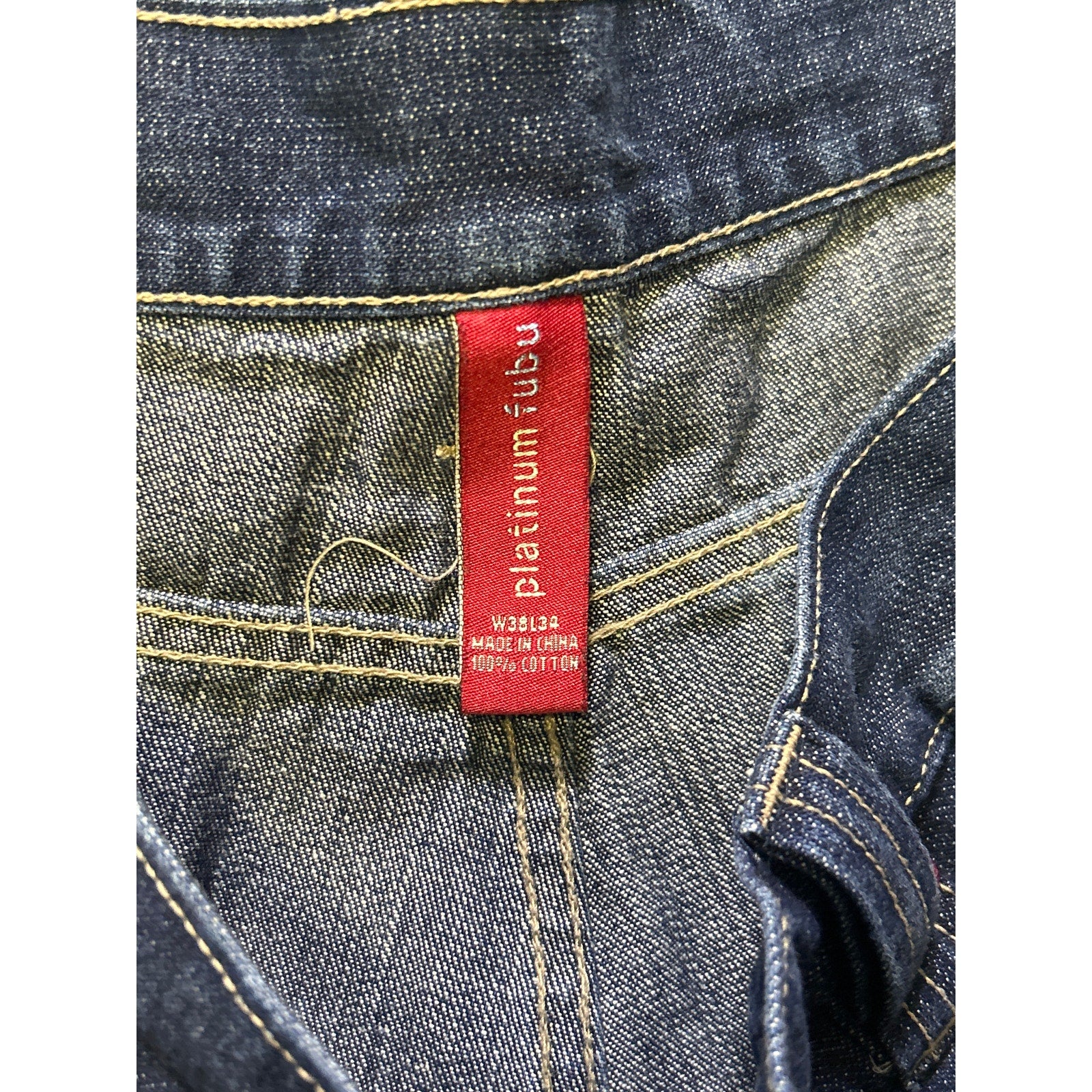 Platinum Fubu Blue Denim Straight Leg Jeans Dark Wash Men's Size 38/34