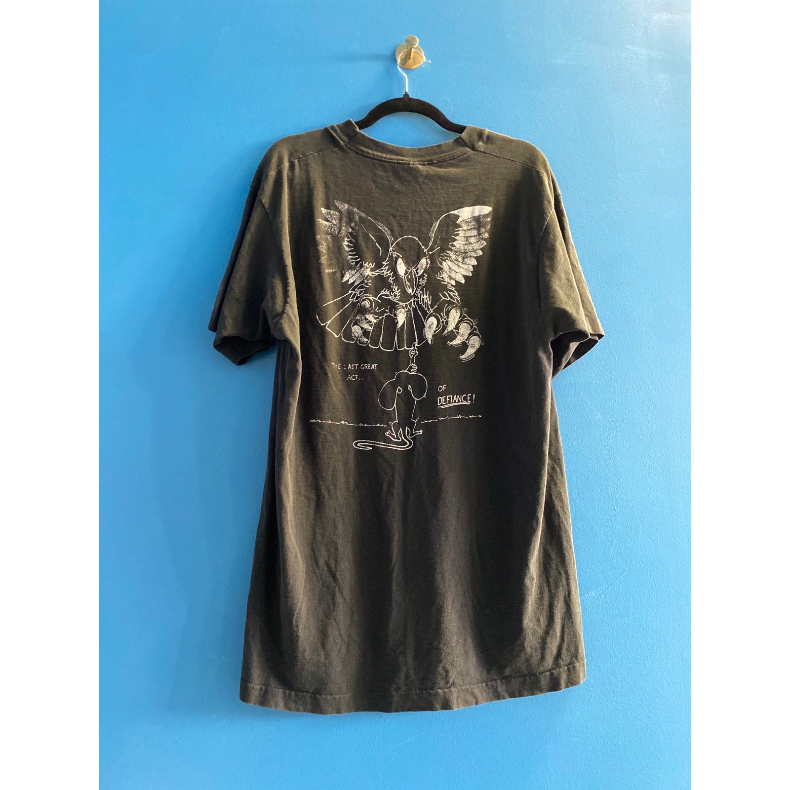 Vintage 90s Fruit of the Loom Foster-Shea Ground ZERO Black Shirt Men's Size XL?