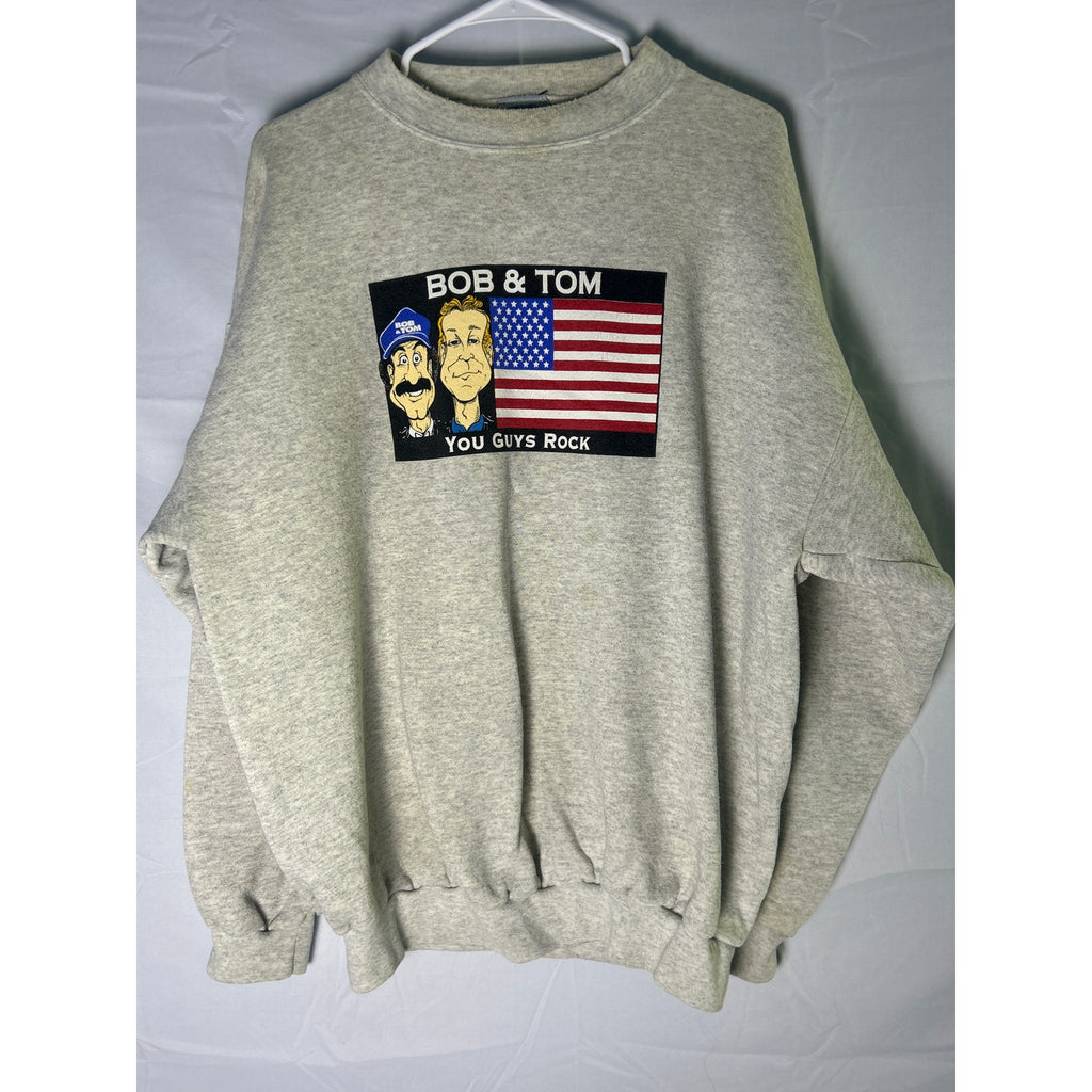 Vintage Logo 7 Bob & Tom Indianapolis, Indiana, Radio Station Gray Sweatshirt XL