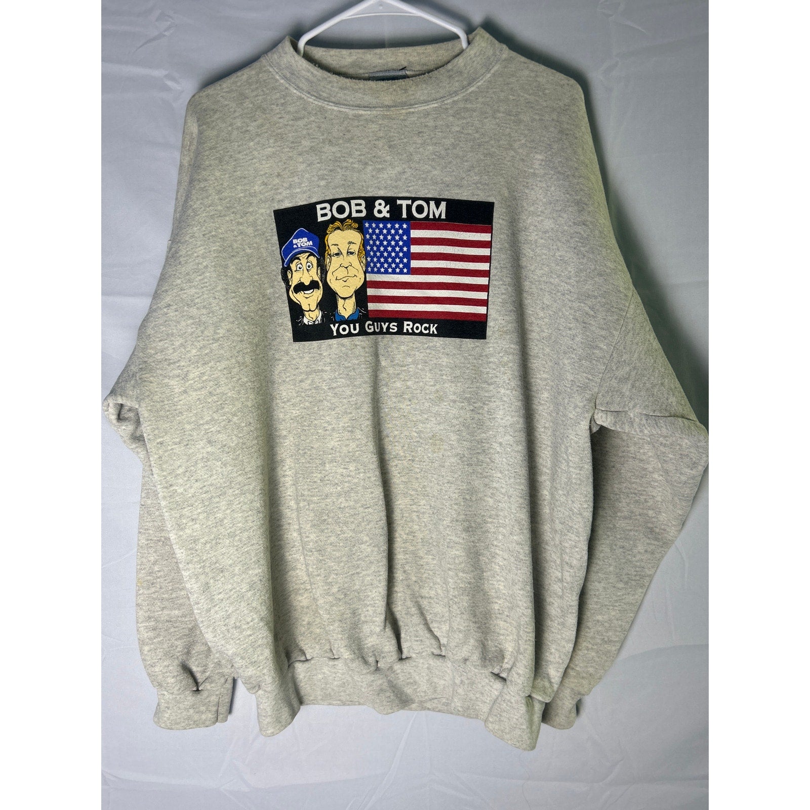 Vintage Logo 7 Bob & Tom Indianapolis, Indiana, Radio Station Gray Sweatshirt XL