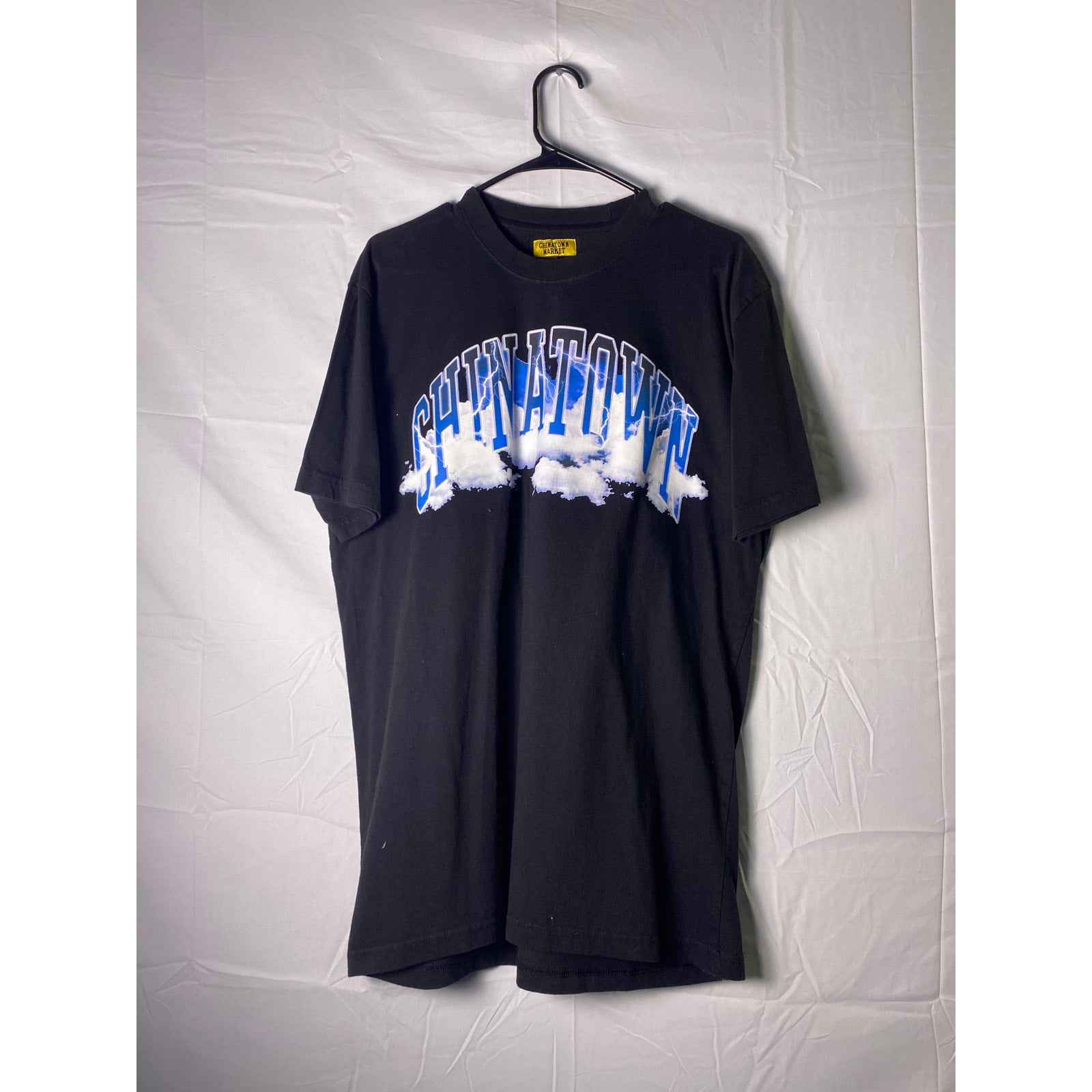 Chinatown Market Thunder Lightning Storm Cloud Logo Black Shirt Size XL