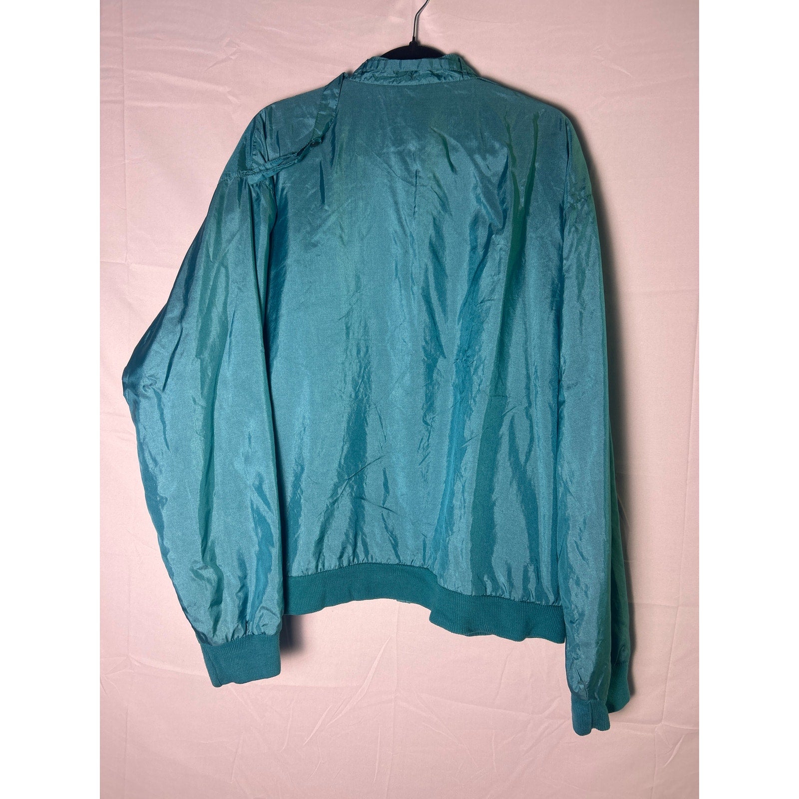 Vintage Jockey Full Zip Teal Windbreaker Jacket Neckline Snap Men's Size XXL