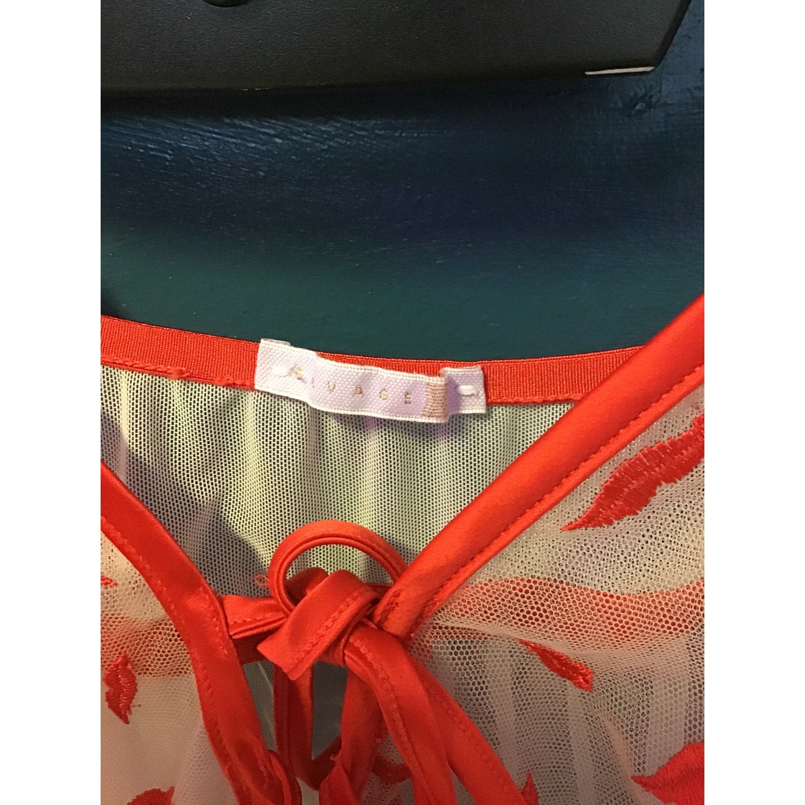Savage X Fenty ELY Lipstick Mesh Babydoll Lingerie Women's Size Fits 2X or 40D