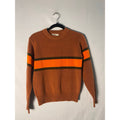 Montgomery Ward Orange Brown Striped Crewneck Sweater Pullover Men's Large