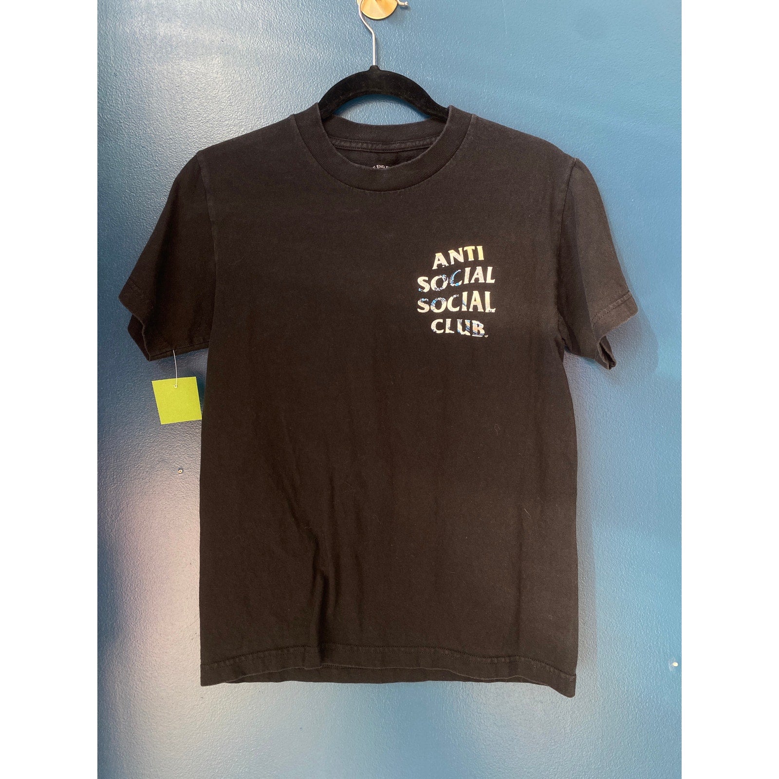 Antisocial Social Club Wave Text Graphic Print Black T-Shirt Men's Size Small