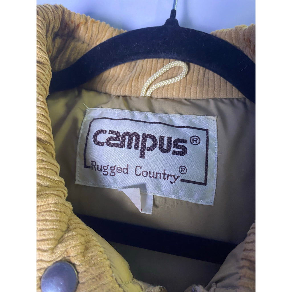 Vintage 80s Campus Rugged Country Button Snap Down Puffer Vest Corduroy Quilted Men's Size Large