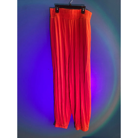Free People Orange Modern Lagenlook Pull On Pants Pleated Women's Size Large