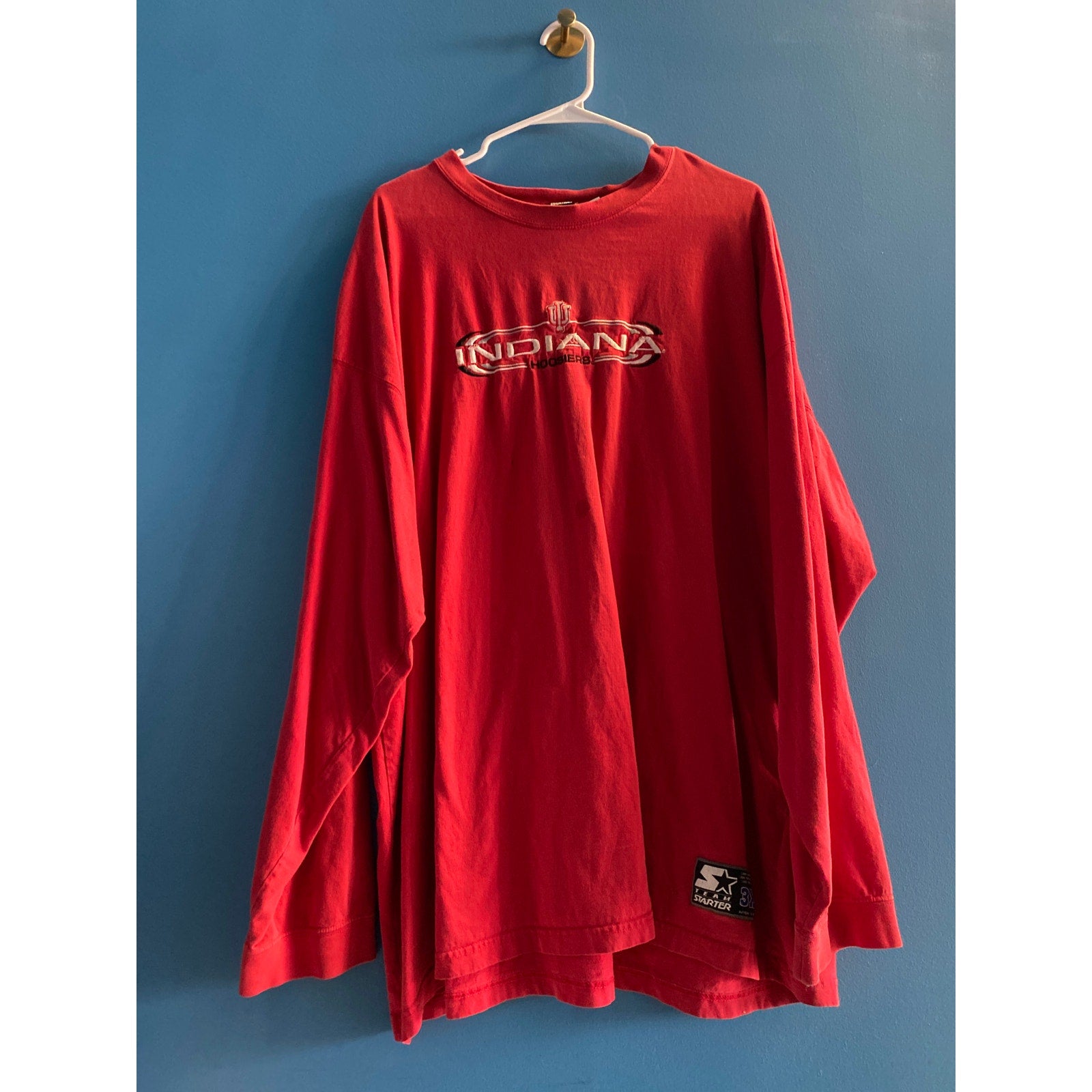Starter INDIANA Hoosiers Embroidered Red Long Sleeve Shirt Men's Size 3X