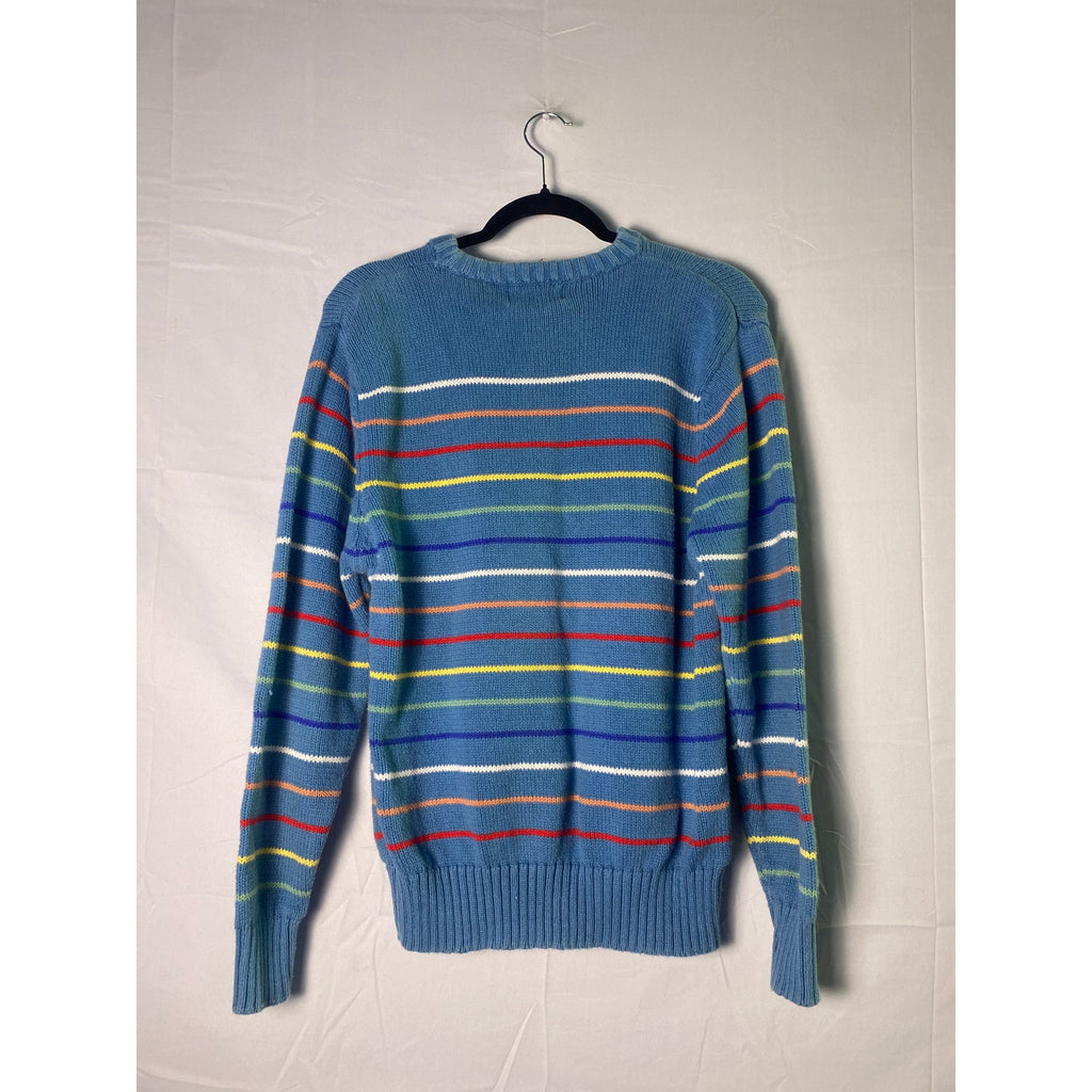 Vintage Givenchy Monsieur Blue Stripe Crew Neck Pullover Sweater Women's Large