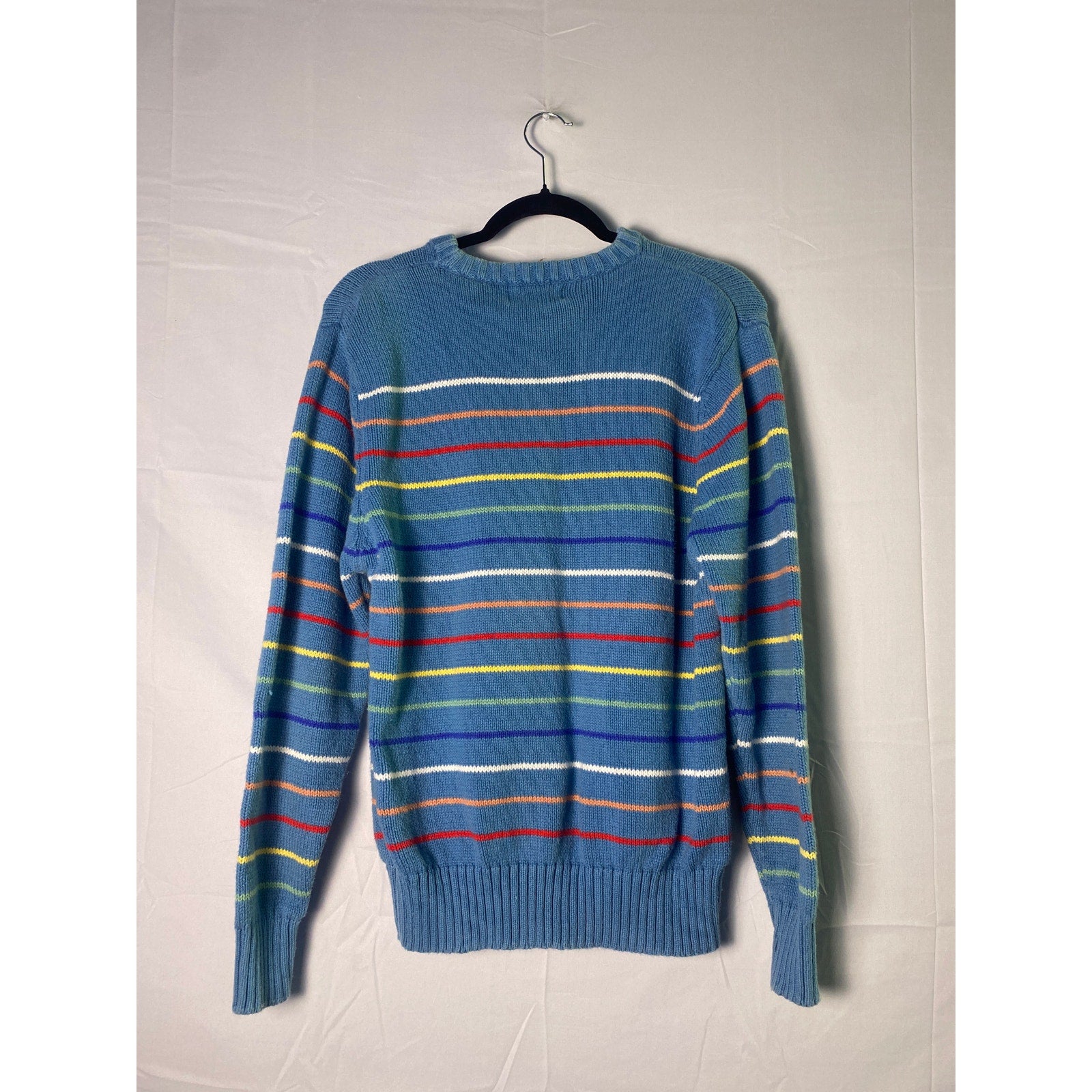 Vintage Givenchy Monsieur Blue Stripe Crew Neck Pullover Sweater Women's Large