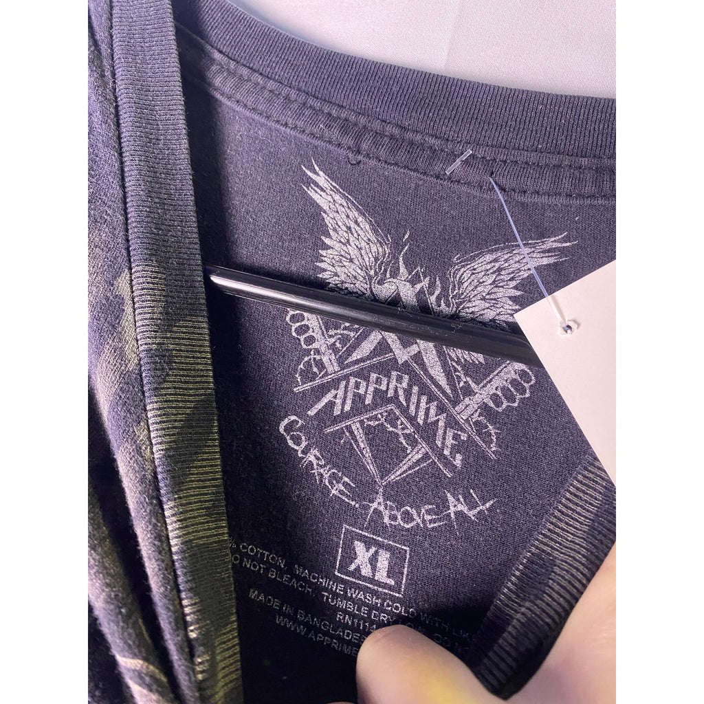 Y2K Affliction Homage Air Force Wings Print Black Shirt Men's Size XL