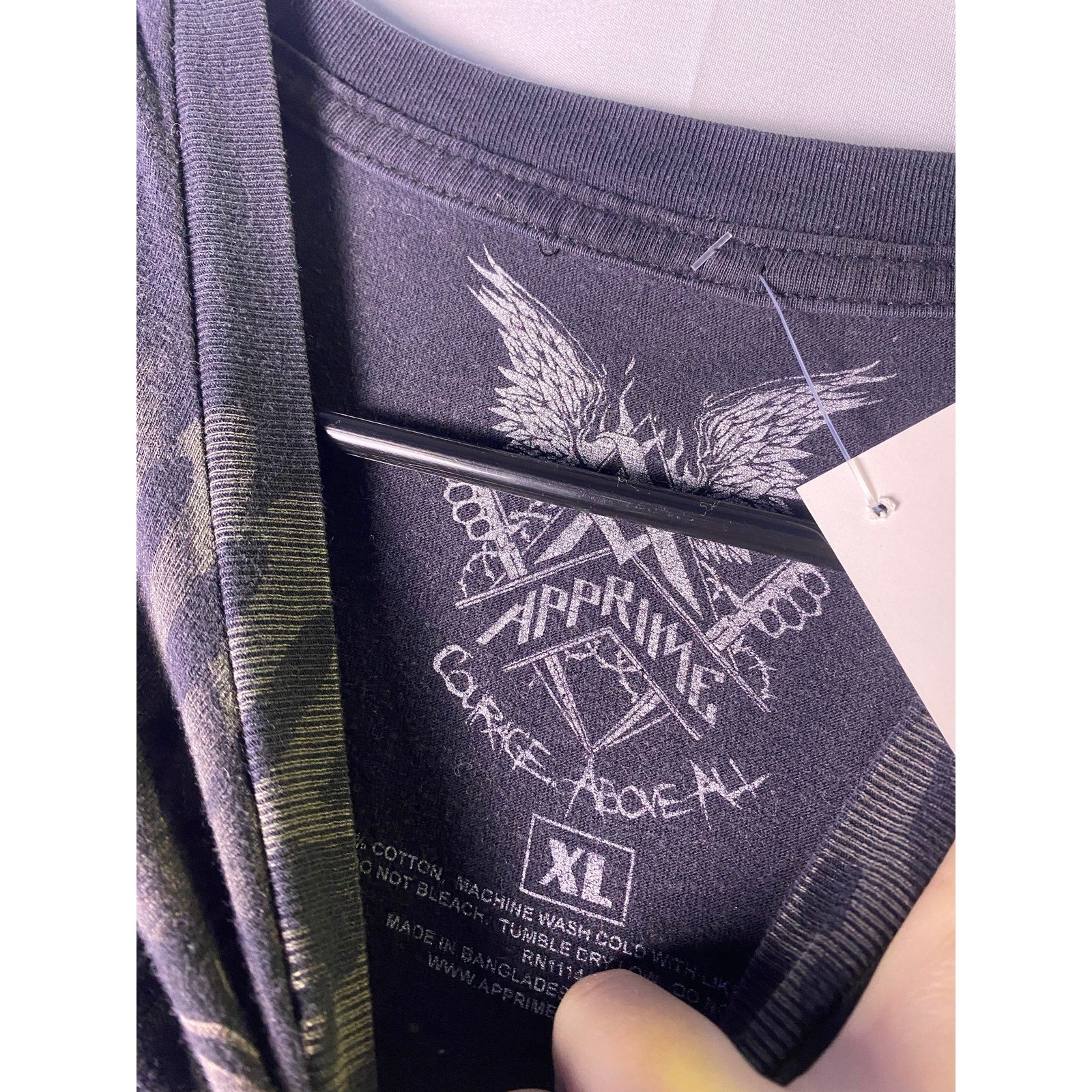 Y2K Affliction Homage Air Force Wings Print Black Shirt Men's Size XL