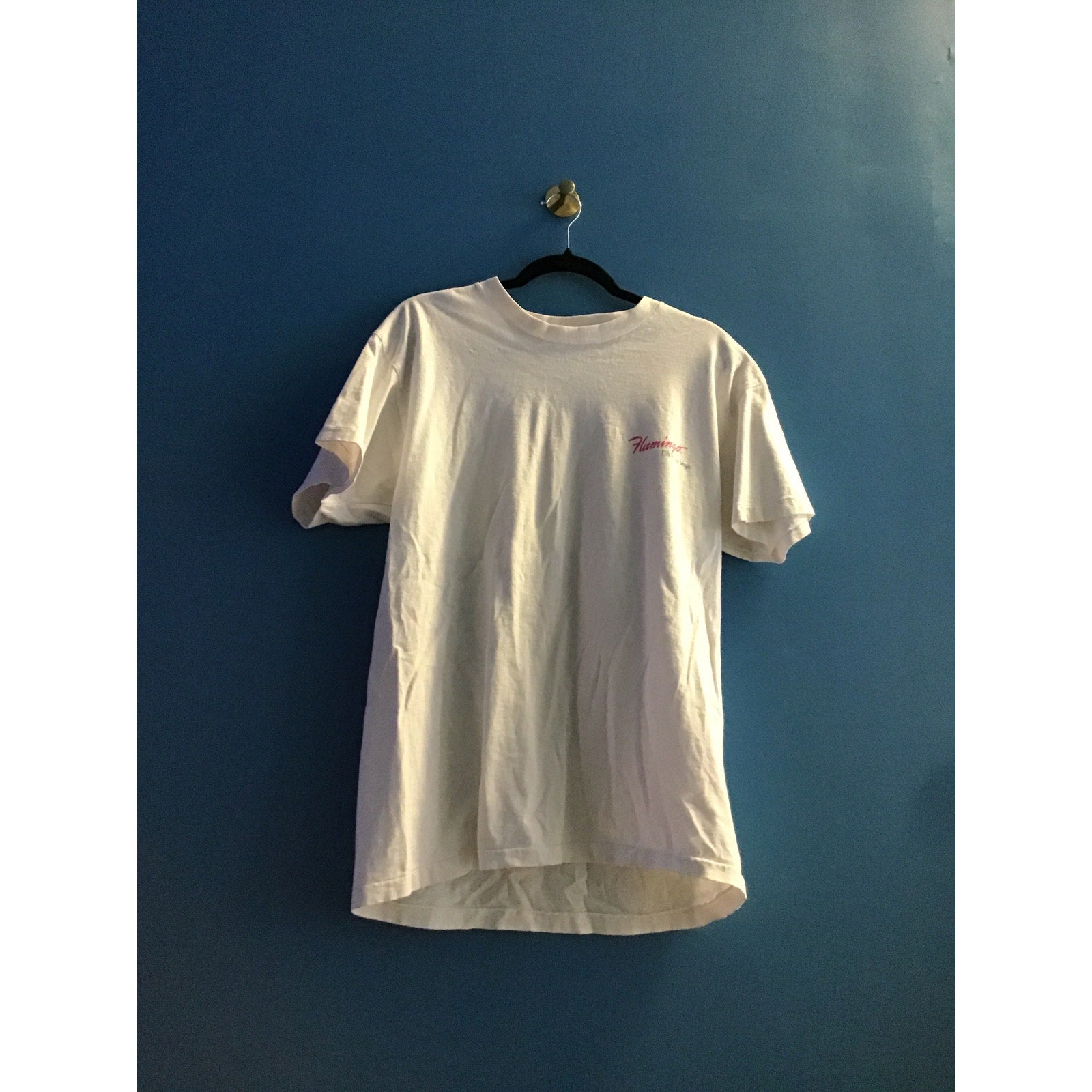 Vintage 90s Delta Flamingo Hilton Las Vegas Printe Shirt White Womens Size Large