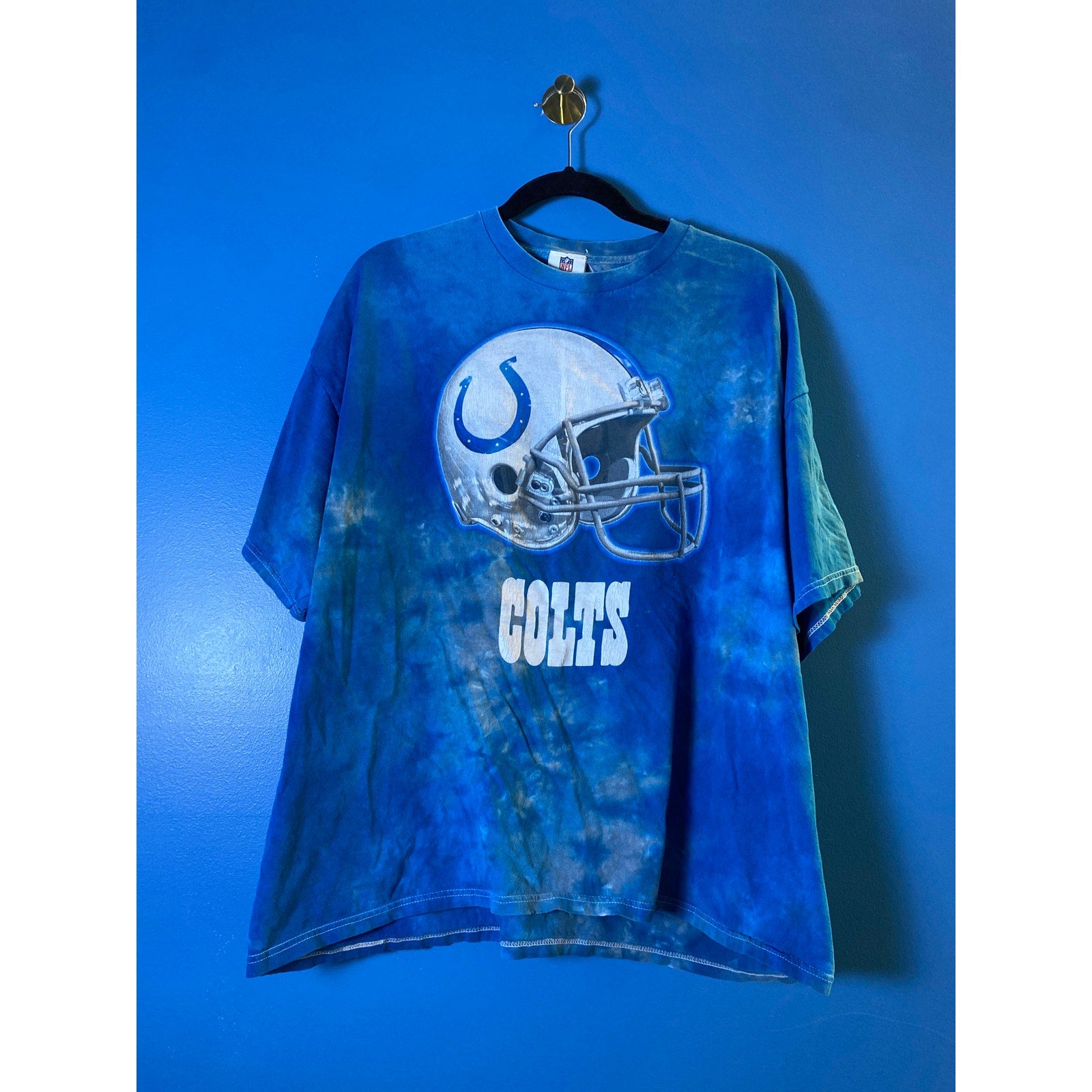 NFL Team Apparel Indianapolis Colts Print Tie Dye Short Sleeve Shirt Men's 2XL