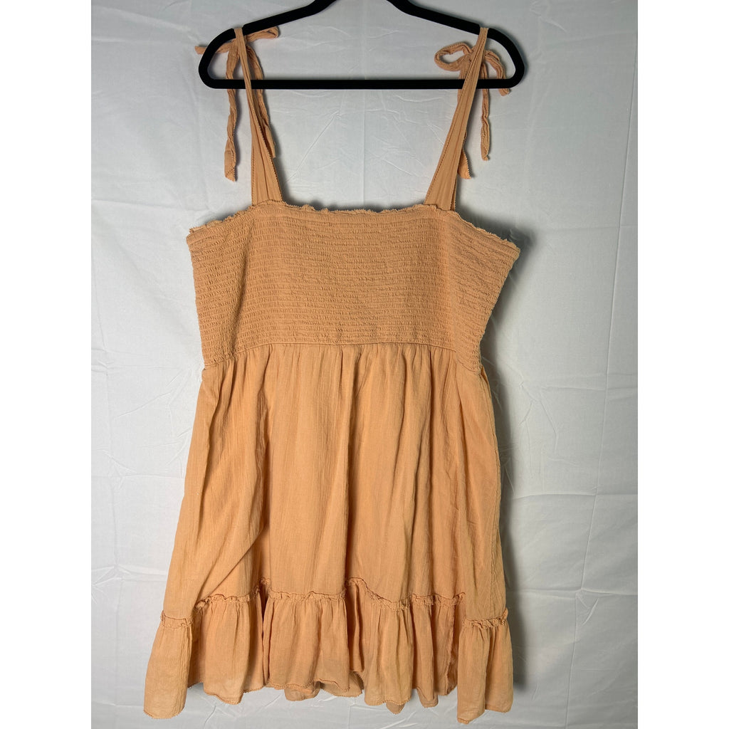 Aerie All Day Cotton Peach Tie Shoulder Smock Babydoll Dress Women’s Size XXL