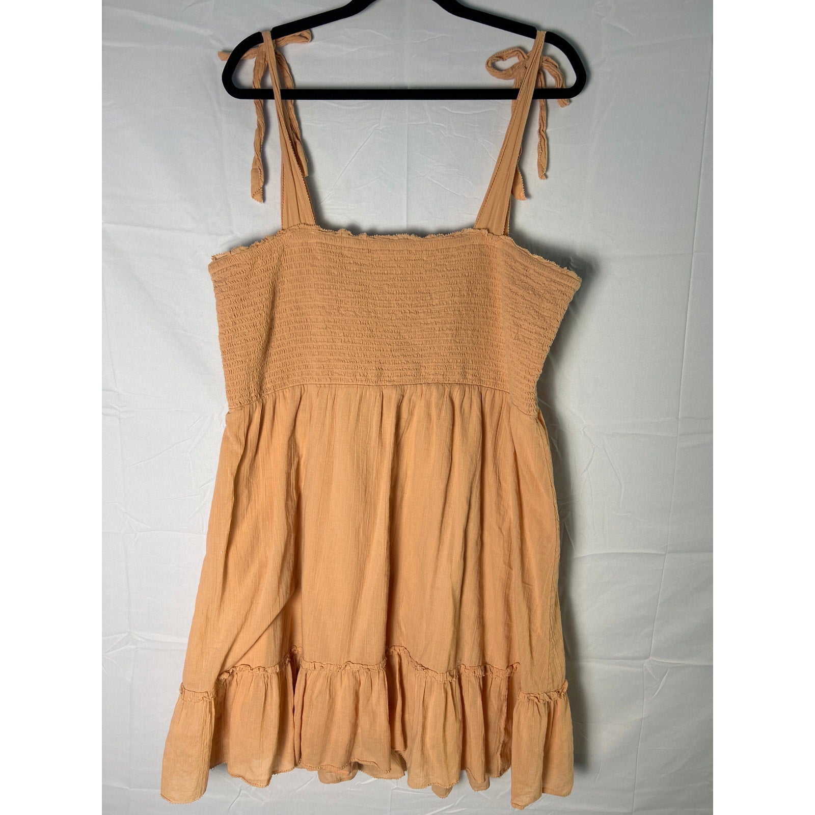 Aerie All Day Cotton Peach Tie Shoulder Smock Babydoll Dress Women’s Size XXL