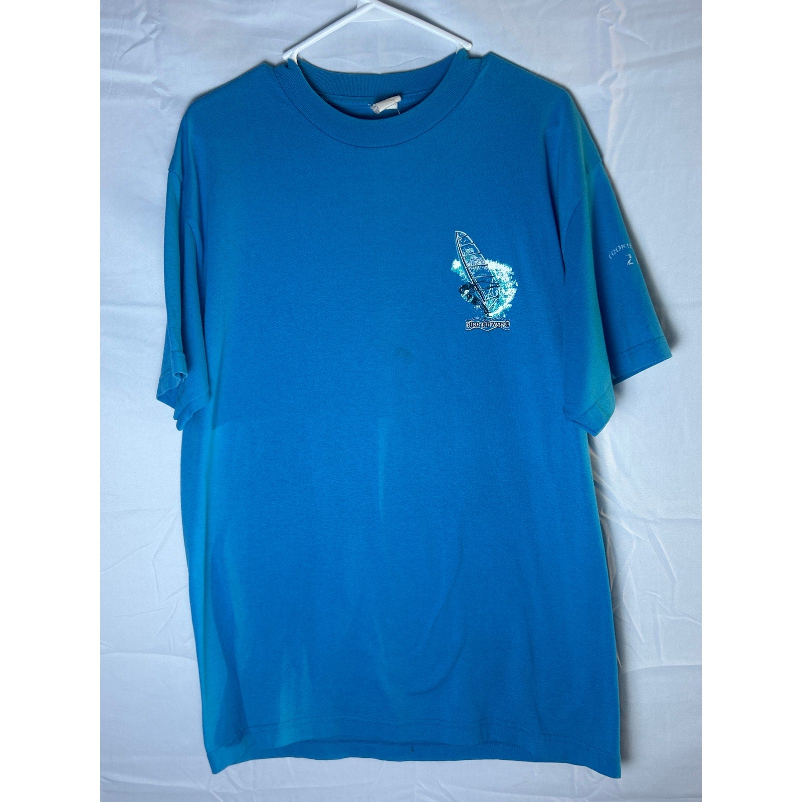 Ride The Wave 2001 Windsurf Tee Blue Shirt Crewneck Men's Size XL