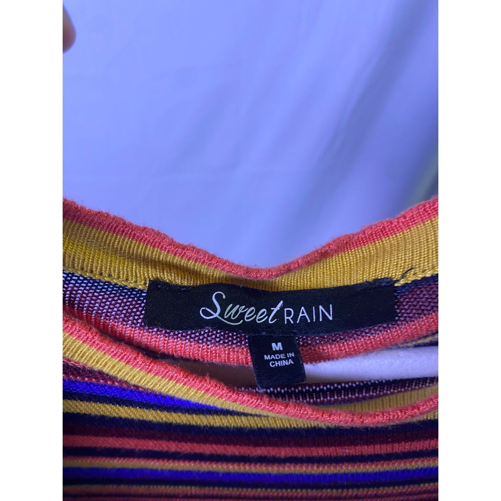 Funky Striped Knit Mini Dress w/ Ruffle Cuff Sleeves